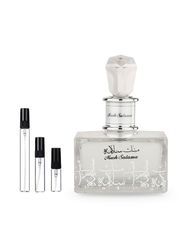 Lattafa Musk Salama sample – decant in glazen sprayflesje (2, 5 of 10 ml)