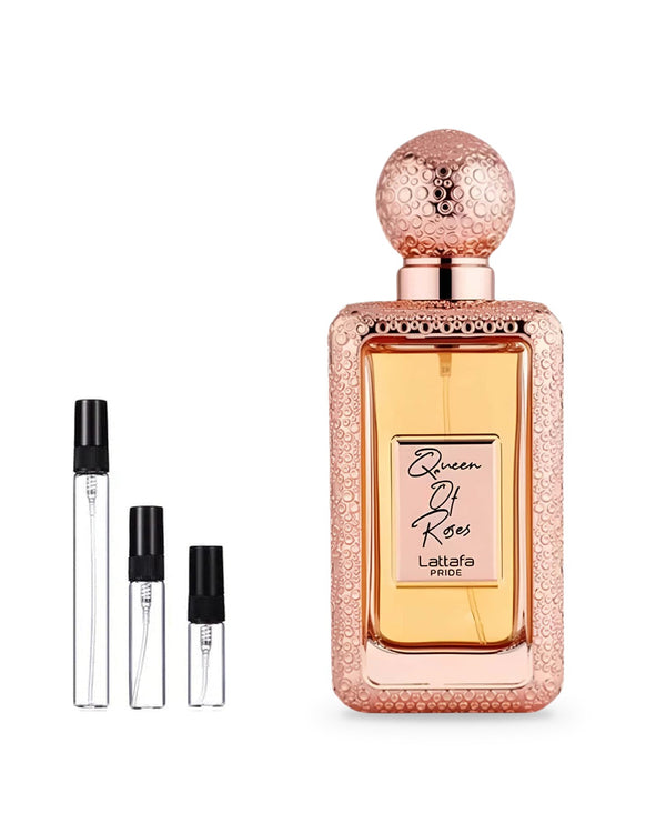 Lattafa Queen Of Roses sample – decant in glazen sprayflesje (2, 5 of 10 ml)