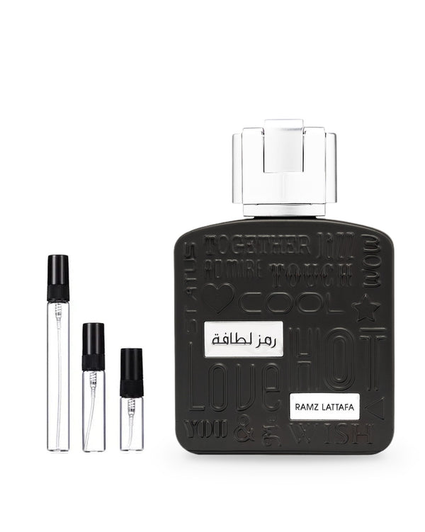 Lattafa Ramz Silver sample – decant in glazen sprayflesje (2, 5 of 10 ml)