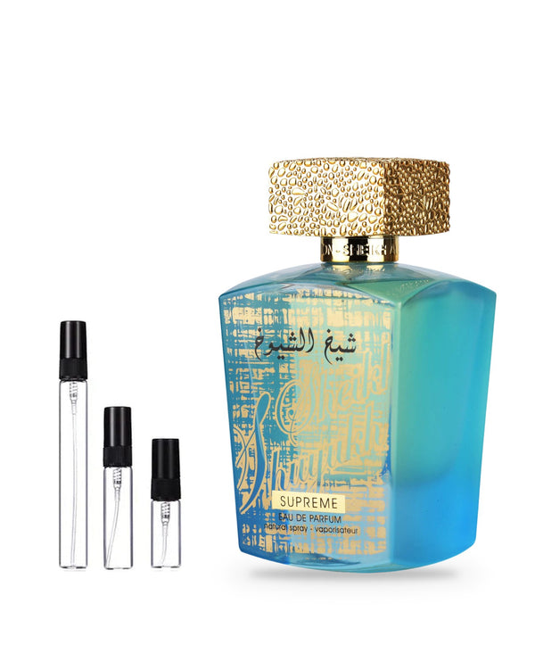 Lattafa Sheikh Al Shuyukh Supreme sample – decant in glazen sprayflesje (2, 5 of 10 ml)