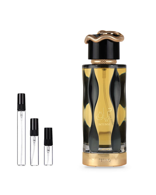 Lattafa Teriaq Intense sample – decant in glazen sprayflesje (2, 5 of 10 ml)