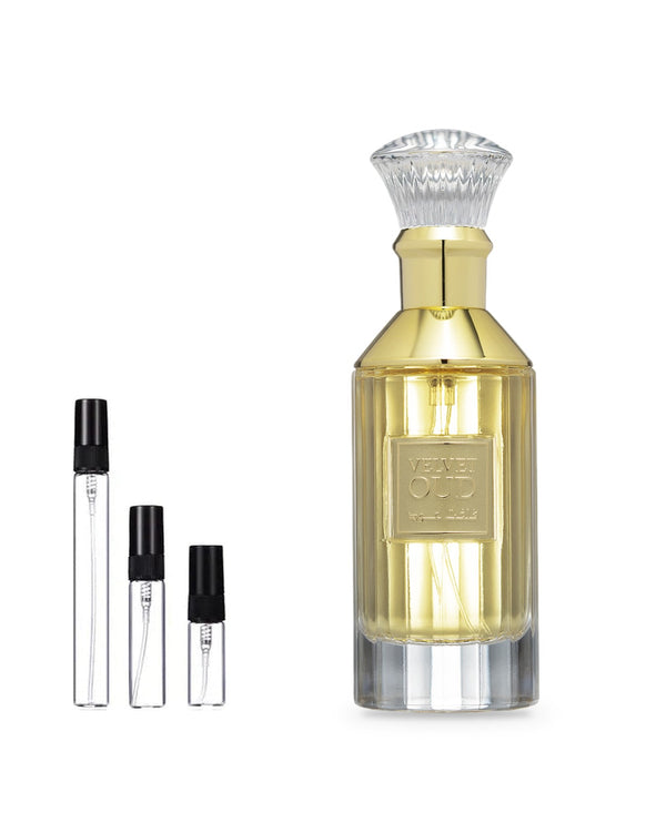 Lattafa Velvet Oud sample – decant in glazen sprayflesje (2, 5 of 10 ml)