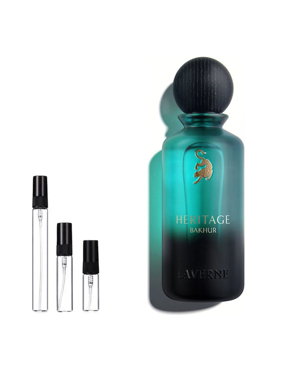 Laverne Heritage Bakhur sample – decant in glazen sprayflesje (2, 5 of 10 ml)
