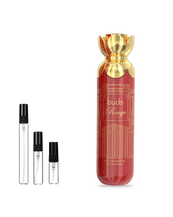 Le Chameau Buds Rouge sample – decant in glazen sprayflesje (2, 5 of 10 ml)