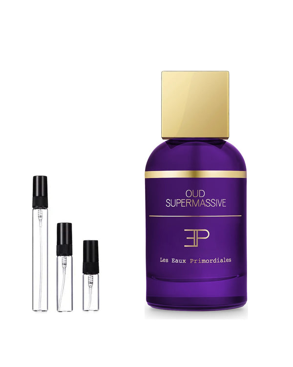 Les Eaux Primordiales Oud Supermassive Extrait de Parfum Sample – 2, 5 of 10 ml decant in glazen sprayflesje