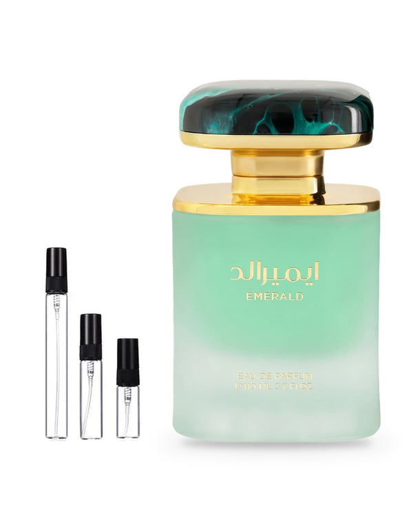 Maison Asrar Emerald sample – decant in glazen sprayflesje (2, 5 of 10 ml)