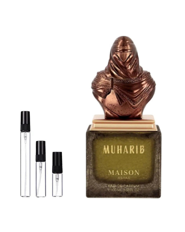 Maison Asrar Muharib sample – decant in glazen sprayflesje (2, 5 of 10 ml)