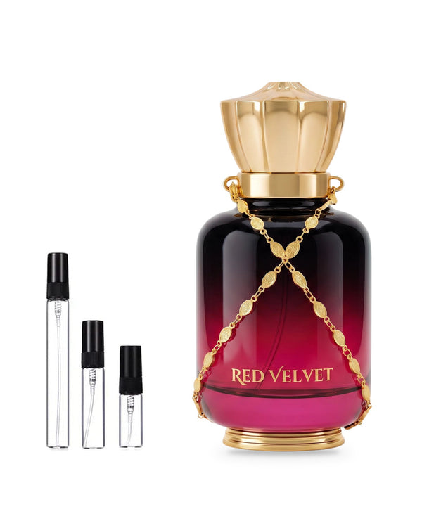 Maison Asrar Red Velvet sample – decant in glazen sprayflesje (2, 5 of 10 ml)