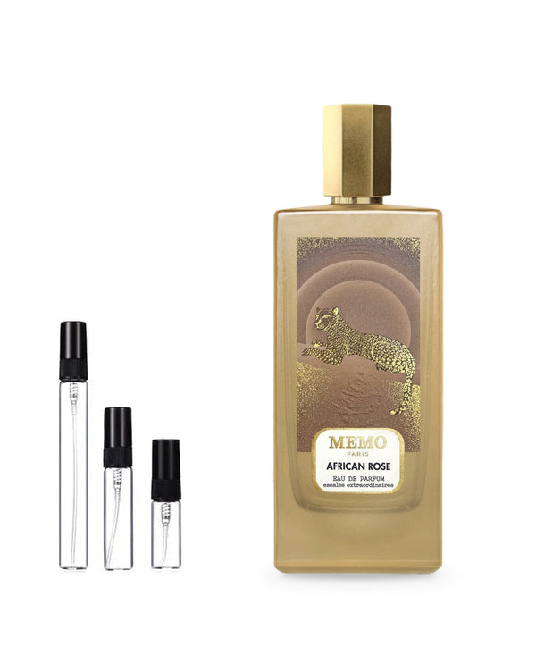 Memo African Rose sample – decant in glazen sprayflesje (2, 5 of 10 ml)