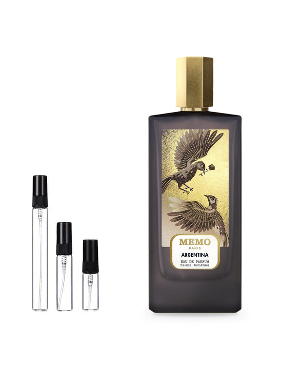Memo Argentina sample – decant in glazen sprayflesje (2, 5 of 10 ml)