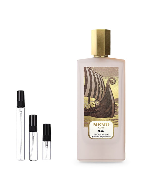 Memo Flam sample – decant in glazen sprayflesje (2, 5 of 10 ml)