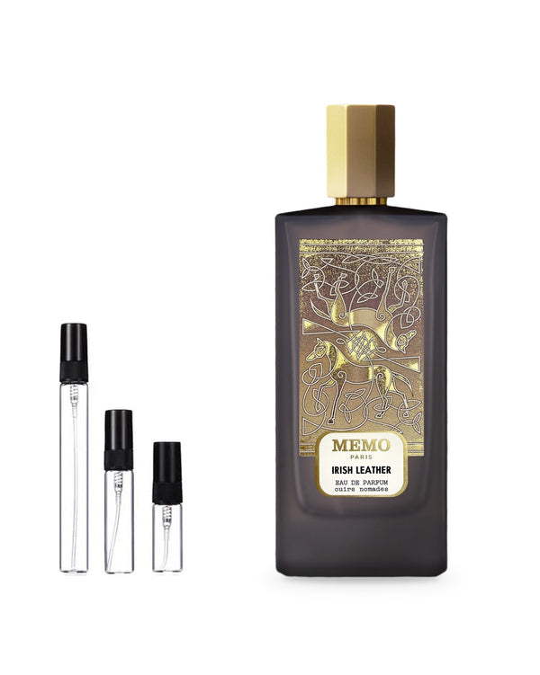 Memo Irish Leather sample – decant in glazen sprayflesje (2, 5 of 10 ml)
