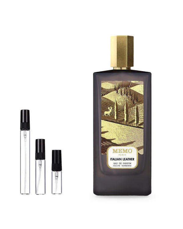 Memo Italian Leather sample – decant in glazen sprayflesje (2, 5 of 10 ml)