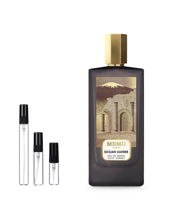 Memo Sicilian Leather sample – decant in glazen sprayflesje (2, 5 of 10 ml)