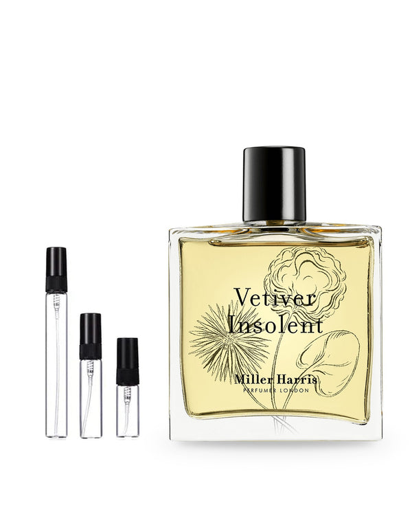 Miller Harris Vetiver Insolent sample – decant in glazen sprayflesje (2, 5 of 10 ml)