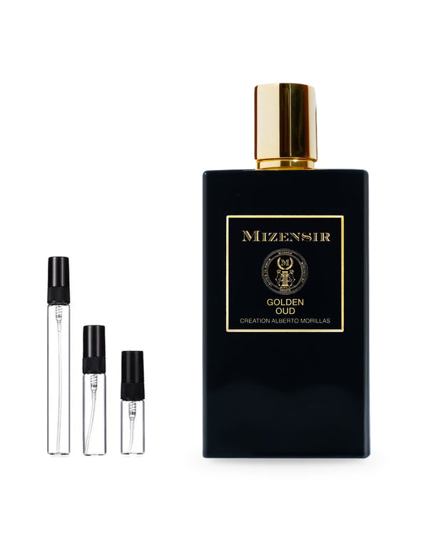 Mizensir Golden Oud sample – decant in glazen sprayflesje (2, 5 of 10 ml)