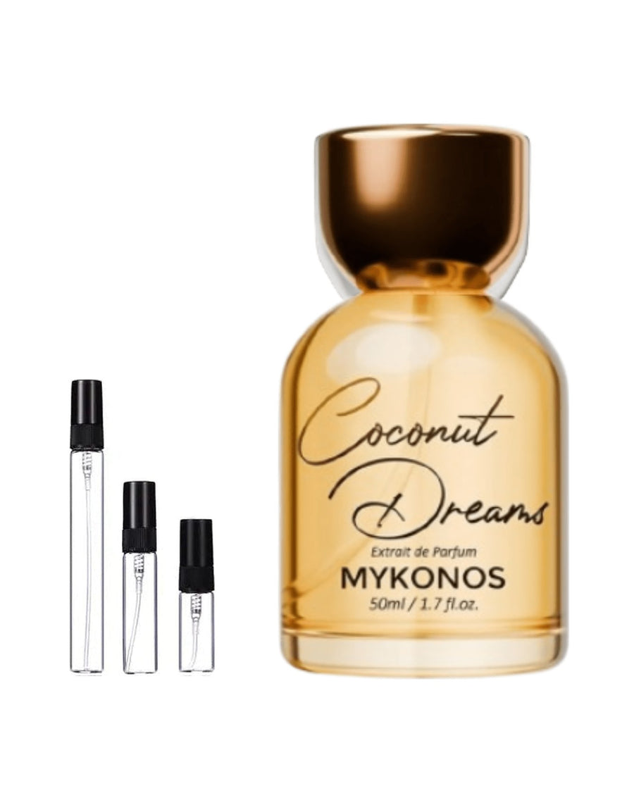 Mykonos Coconut Dreams Extrait de Parfum sample – decant in glazen sprayflesje (2, 5 of 10 ml)