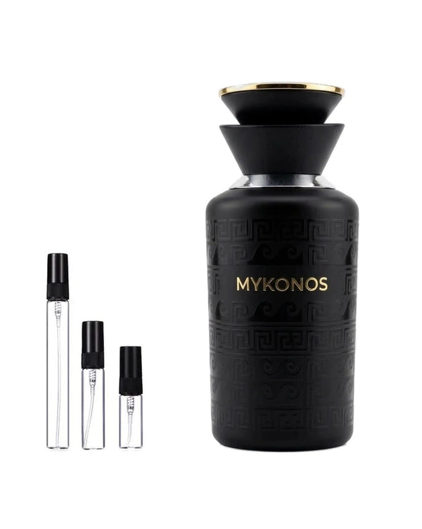 Mykonos Monaco Royale Black Extrait de Parfum sample – decant in glazen sprayflesje (2, 5 of 10 ml)