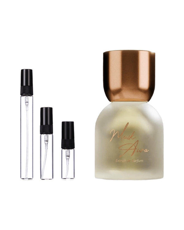 Mykonos Musk Aura sample – decant in glazen sprayflesje (2, 5 of 10 ml)