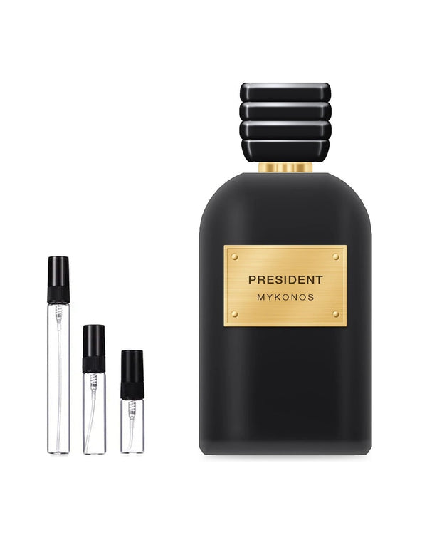 Mykonos President sample – decant in glazen sprayflesje (2, 5 of 10 ml)