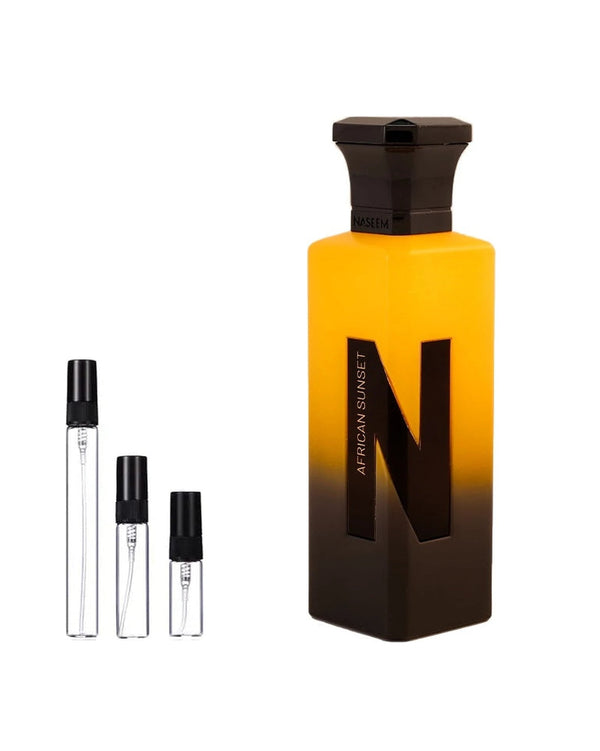 Naseem African Sunset sample – decant in glazen sprayflesje (2, 5 of 10 ml)