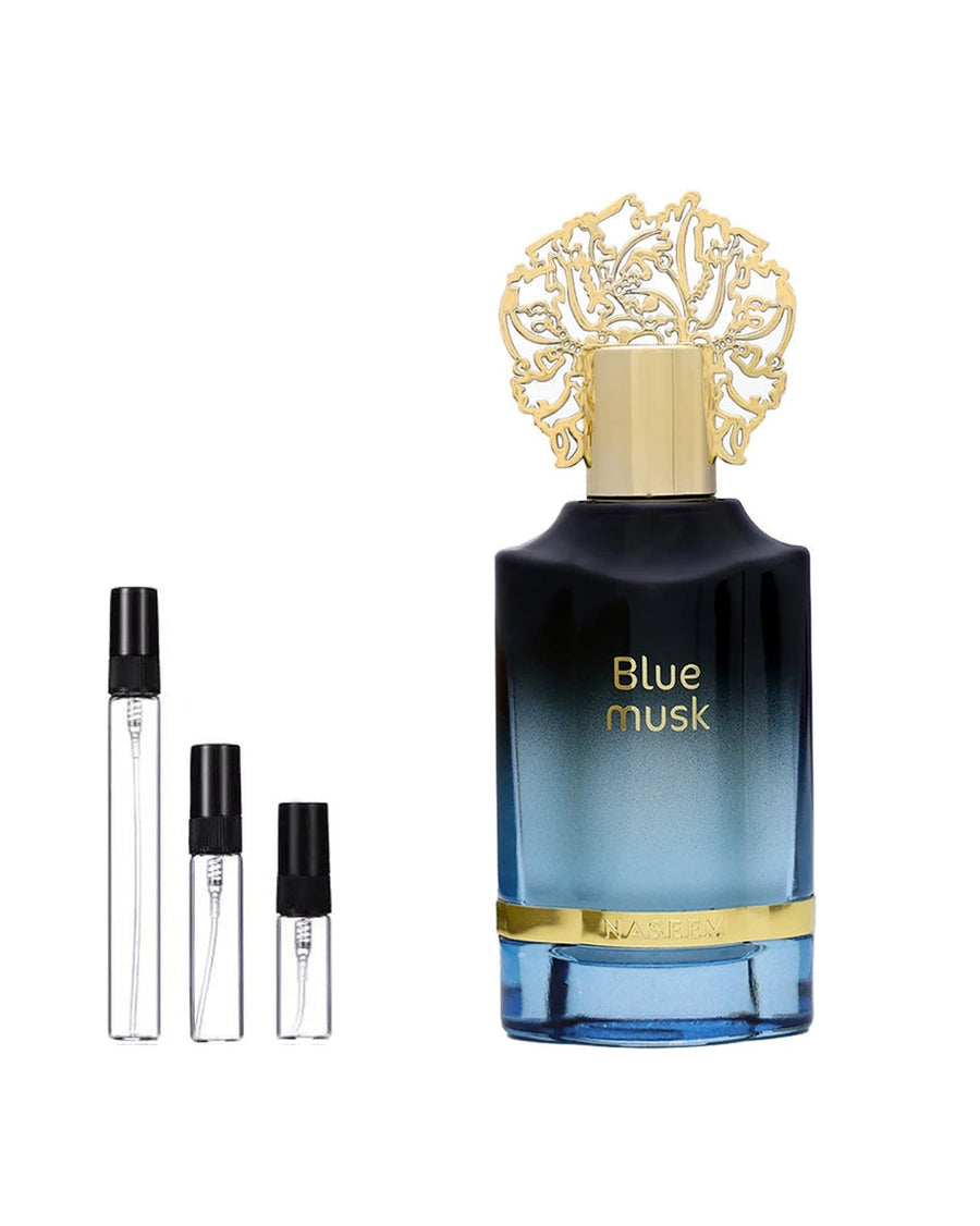 Naseem Blue Musk sample – decant in glazen sprayflesje (2, 5 of 10 ml)