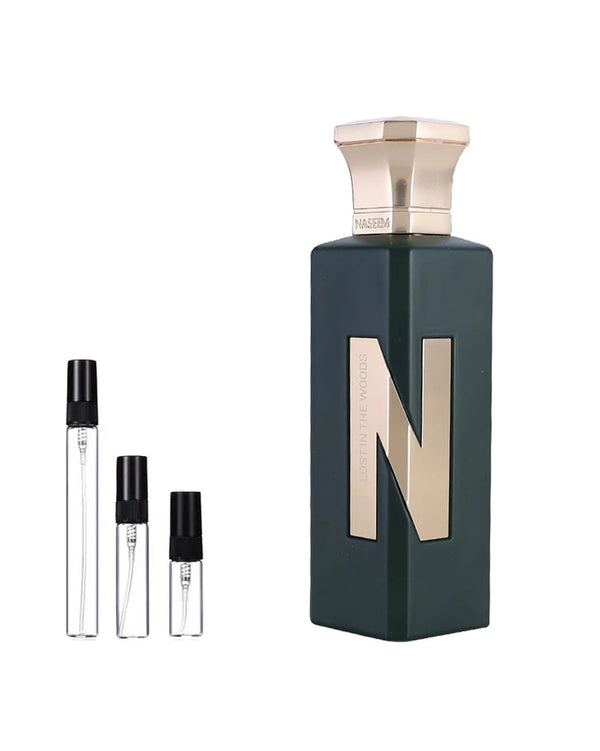 Naseem Lost in the Woods sample – decant in glazen sprayflesje (2, 5 of 10 ml)