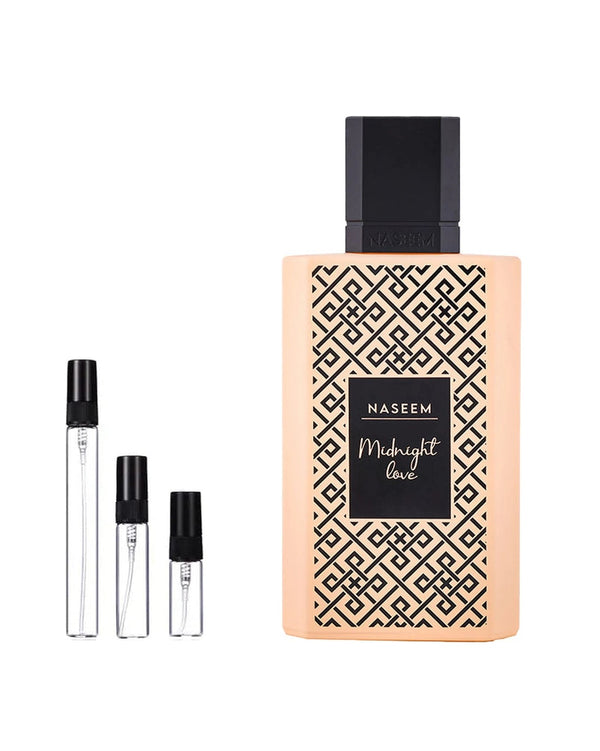 Naseem Midnight Love sample – decant in glazen sprayflesje (2, 5 of 10 ml)