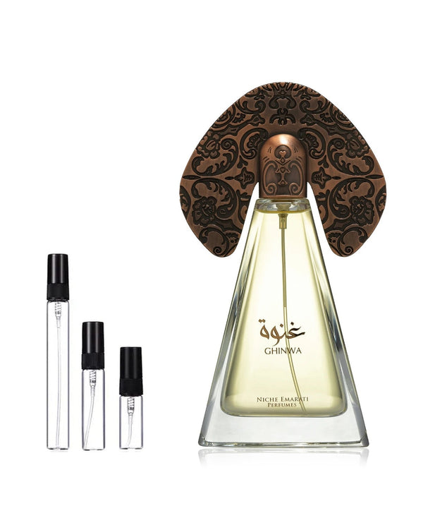 Niche Emarati Ghinwa sample – decant in glazen sprayflesje (2, 5 of 10 ml)