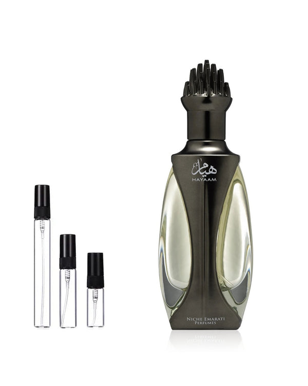 Niche Emarati Hayaam sample – decant in glazen sprayflesje (2, 5 of 10 ml)
