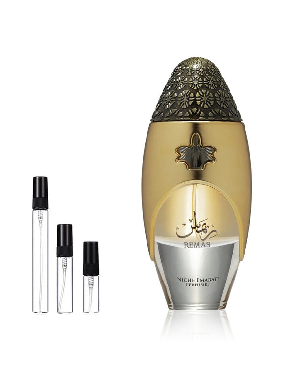 Niche Emarati Remas sample – decant in glazen sprayflesje (2, 5 of 10 ml)