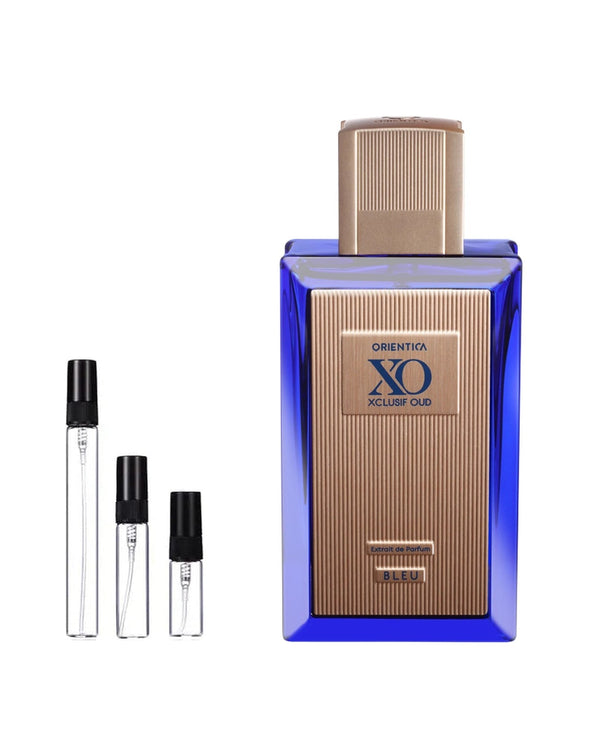 Orientica Xclusif Oud Bleu sample – decant in glazen sprayflesje (2, 5 of 10 ml)