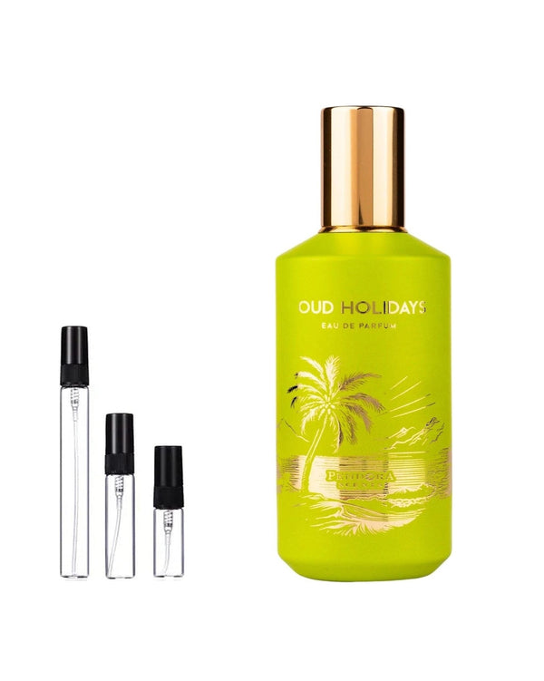 Pendora Scents Oud Holidays sample – decant in glazen sprayflesje (2, 5 of 10 ml)