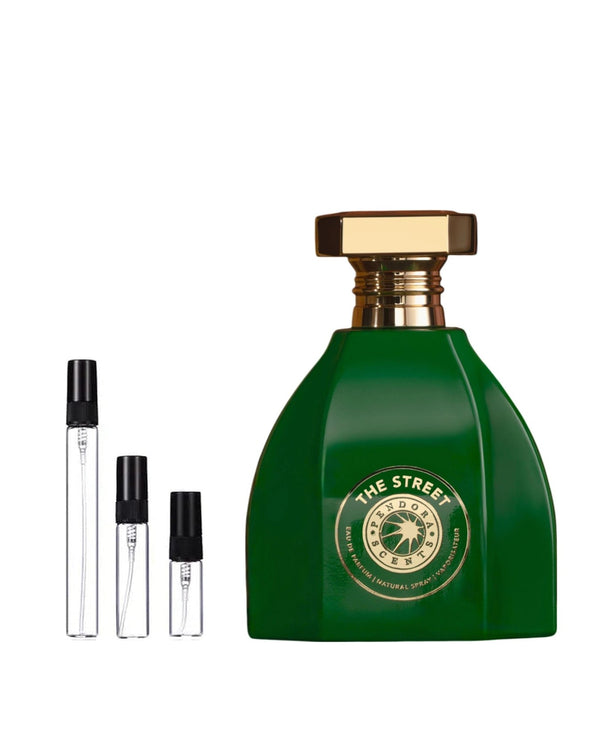 Pendora Scents The Street sample – decant in glazen sprayflesje (2, 5 of 10 ml)