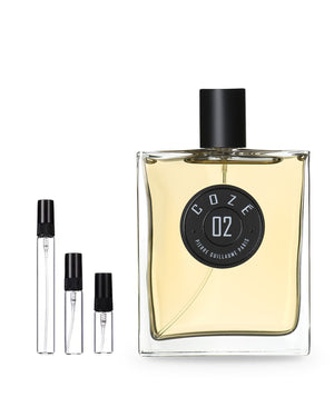 Pierre Guillaume Paris 02 Coze sample – decant in glazen sprayflesje (2, 5 of 10 ml)