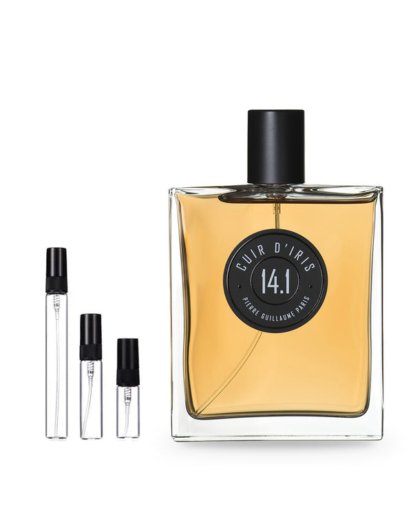 Pierre Guillaume Paris 14.1 Cuir d'Iris sample – decant in glazen sprayflesje (2, 5 of 10 ml)