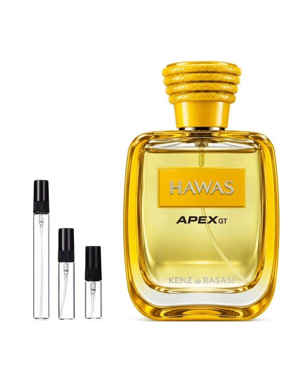 Rasasi Hawas Apex GT - Kenz De Rasasi sample – decant in glazen sprayflesje (2, 5 of 10 ml)