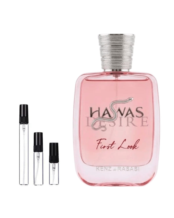 Rasasi Hawas Desire First Look sample – decant in glazen sprayflesje (2, 5 of 10 ml)