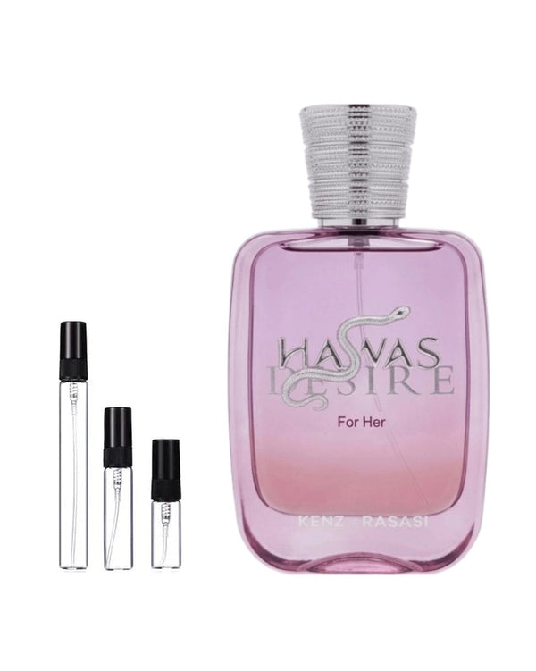 Rasasi Hawas Desire For Her sample – decant in glazen sprayflesje (2, 5 of 10 ml)
