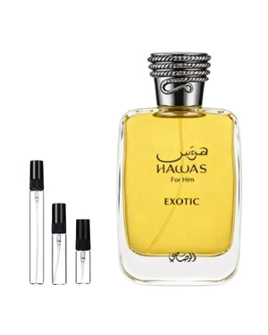 Rasasi Hawas Exotic sample – decant in glazen sprayflesje (2, 5 of 10 ml)