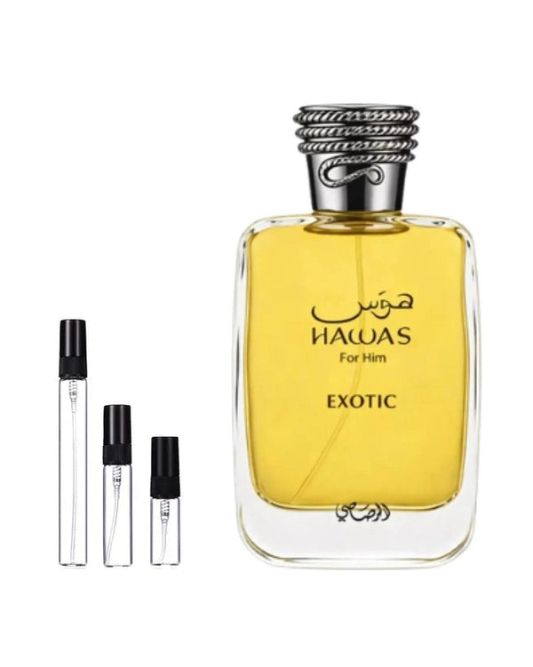 Rasasi Hawas Exotic sample – decant in glazen sprayflesje (2, 5 of 10 ml)
