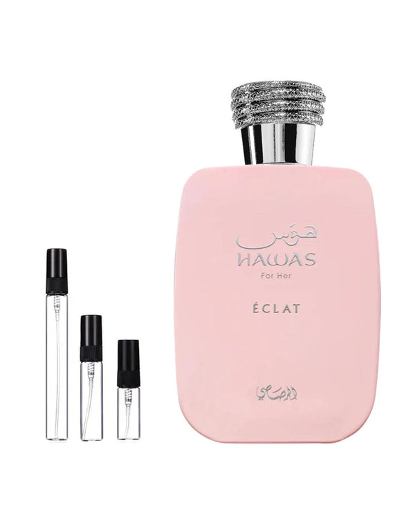 Rasasi Hawas For Her Éclat sample – decant in glazen sprayflesje (2, 5 of 10 ml)