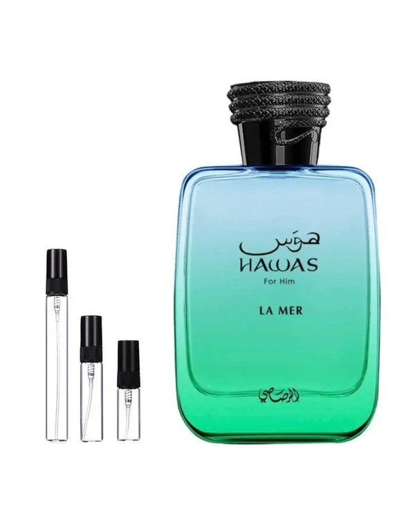 Rasasi Hawas La Mer sample – decant in glazen sprayflesje (2, 5 of 10 ml)