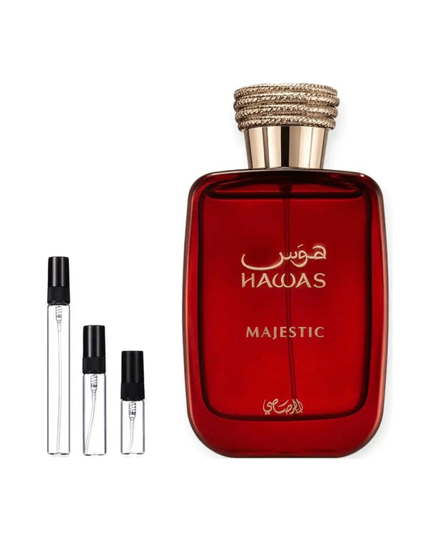 Rasasi Hawas Majestic sample – decant in glazen sprayflesje (2, 5 of 10 ml)