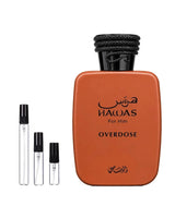 Rasasi Hawas Overdose sample – decant in glazen sprayflesje (2, 5 of 10 ml)