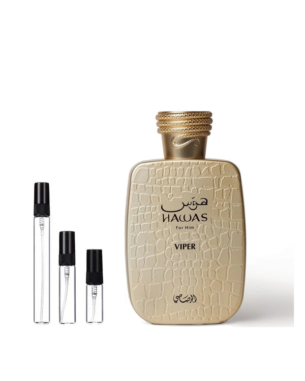 Rasasi Hawas Viper sample – decant in glazen sprayflesje (2, 5 of 10 ml)