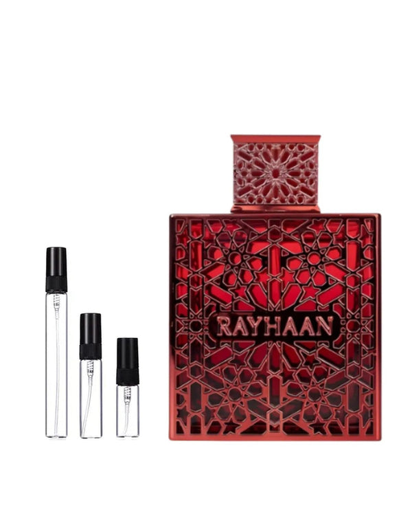 Rayhaan Crimson sample – decant in glazen sprayflesje (2, 5 of 10 ml)