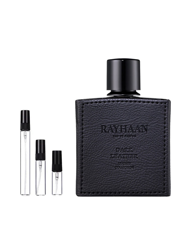 Rayhaan Dark Leather sample – decant in glazen sprayflesje (2, 5 of 10 ml)