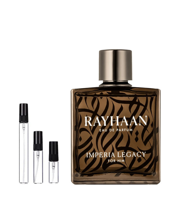 Rayhaan Imperia Legacy sample – decant in glazen sprayflesje (2, 5 of 10 ml)