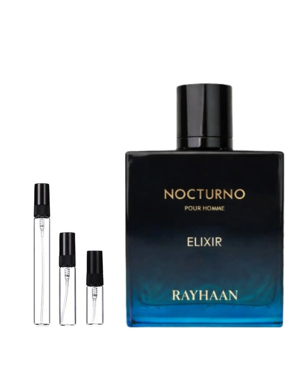 Rayhaan Nocturno Elixir sample – decant in glazen sprayflesje (2, 5 of 10 ml)